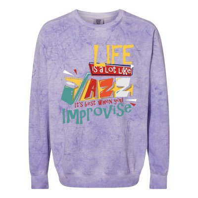 Funny Sax Player Gifts Jazz Music Saxophone Colorblast Crewneck Sweatshirt