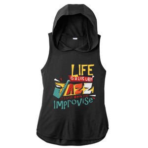 Funny Sax Player Gifts Jazz Music Saxophone Ladies PosiCharge Tri-Blend Wicking Draft Hoodie Tank