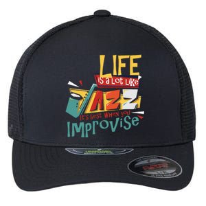 Funny Sax Player Gifts Jazz Music Saxophone Flexfit Unipanel Trucker Cap