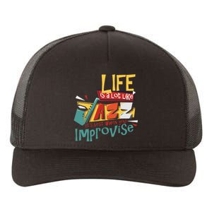 Funny Sax Player Gifts Jazz Music Saxophone Yupoong Adult 5-Panel Trucker Hat