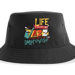 Funny Sax Player Gifts Jazz Music Saxophone Sustainable Bucket Hat