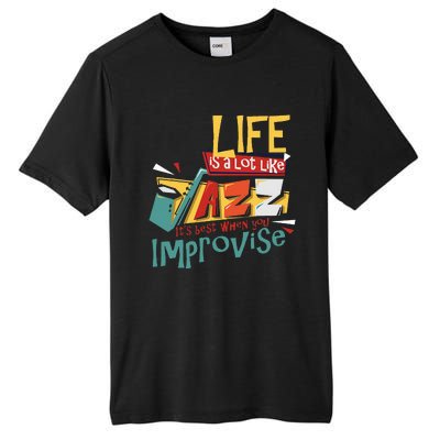 Funny Sax Player Gifts Jazz Music Saxophone Tall Fusion ChromaSoft Performance T-Shirt