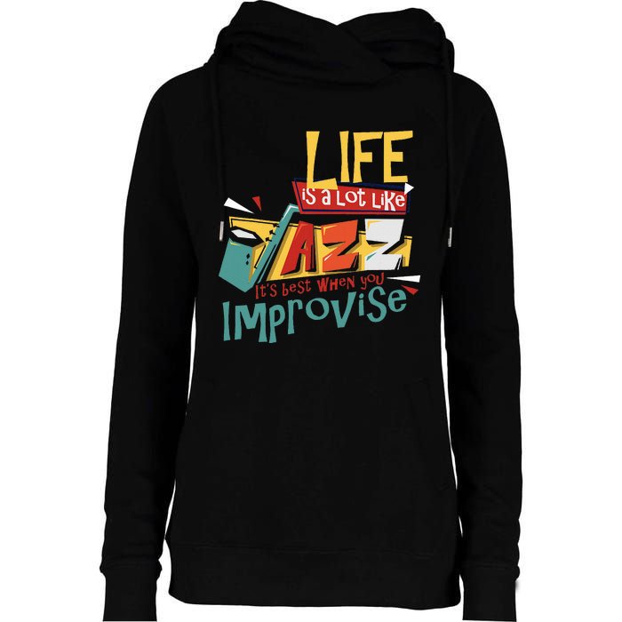 Funny Sax Player Gifts Jazz Music Saxophone Womens Funnel Neck Pullover Hood