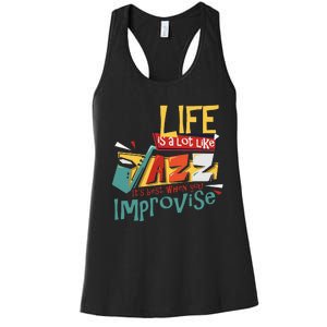 Funny Sax Player Gifts Jazz Music Saxophone Women's Racerback Tank