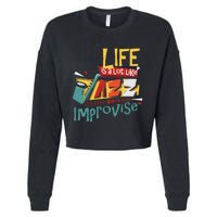 Funny Sax Player Gifts Jazz Music Saxophone Cropped Pullover Crew