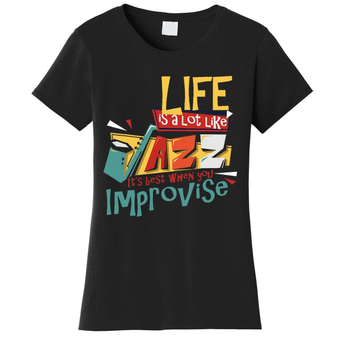 Funny Sax Player Gifts Jazz Music Saxophone Women's T-Shirt