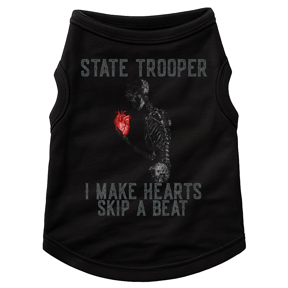 Funny State Police Saying Skeleton Design Hearts Skip A Doggie Tank