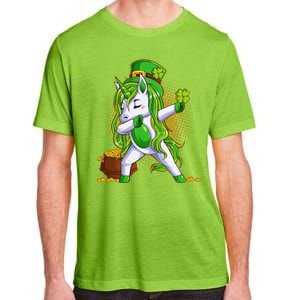 Funny St Patricks Dabbing Leprechaun Unicorn Adult ChromaSoft Performance T-Shirt