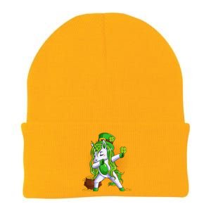 Funny St Patricks Dabbing Leprechaun Unicorn Knit Cap Winter Beanie