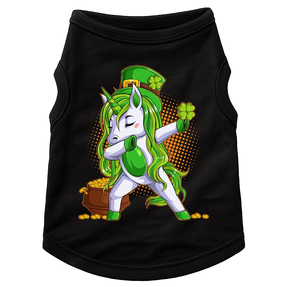 Funny St Patricks Dabbing Leprechaun Unicorn Doggie Tank