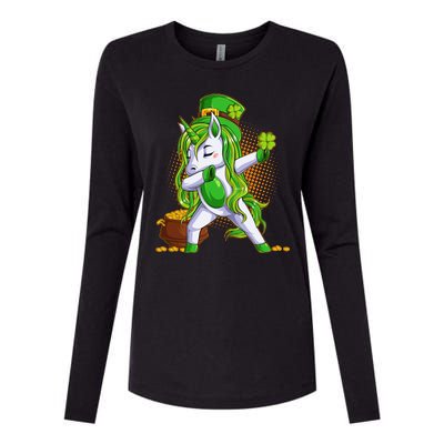 Funny St Patricks Dabbing Leprechaun Unicorn Womens Cotton Relaxed Long Sleeve T-Shirt