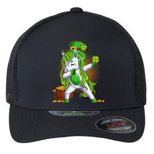 Funny St Patricks Dabbing Leprechaun Unicorn Flexfit Unipanel Trucker Cap