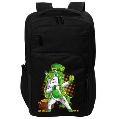 Funny St Patricks Dabbing Leprechaun Unicorn Impact Tech Backpack