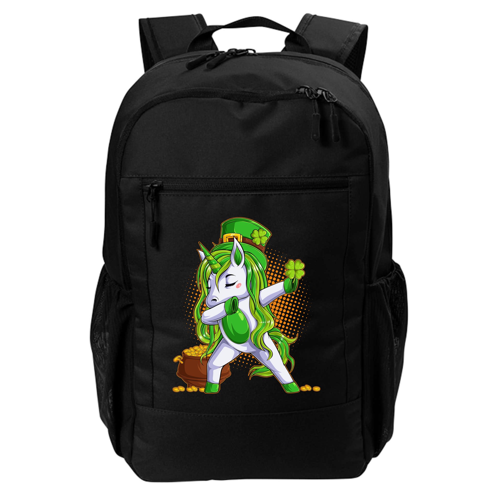 Funny St Patricks Dabbing Leprechaun Unicorn Backpack
