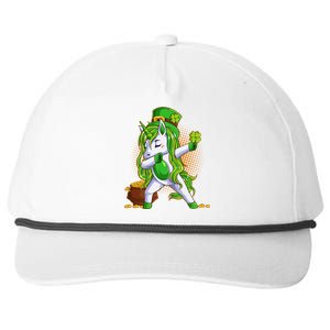 Funny St Patricks Dabbing Leprechaun Unicorn Snapback Five-Panel Rope Hat