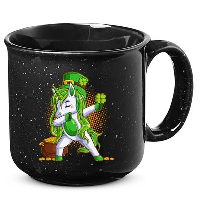 Funny St Patricks Dabbing Leprechaun Unicorn 15oz Campfire Ceramic Mug