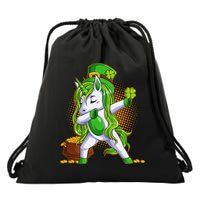 Funny St Patricks Dabbing Leprechaun Unicorn Drawstring Bag