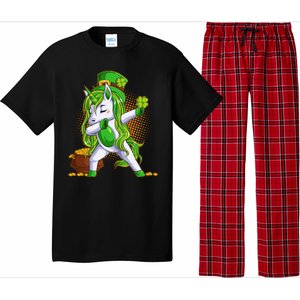 Funny St Patricks Dabbing Leprechaun Unicorn Pajama Set