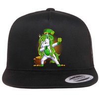 Funny St Patricks Dabbing Leprechaun Unicorn Flatbill Hat