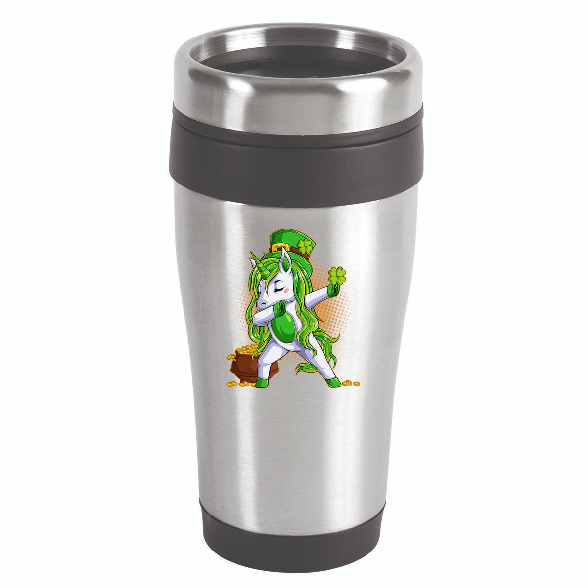 Funny St Patricks Dabbing Leprechaun Unicorn 16oz Travel Tumbler