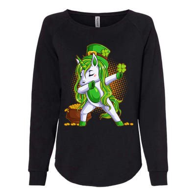 Funny St Patricks Dabbing Leprechaun Unicorn Womens California Wash Sweatshirt