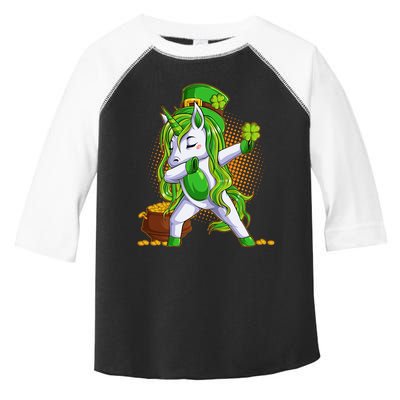 Funny St Patricks Dabbing Leprechaun Unicorn Toddler Fine Jersey T-Shirt