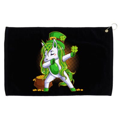 Funny St Patricks Dabbing Leprechaun Unicorn Grommeted Golf Towel