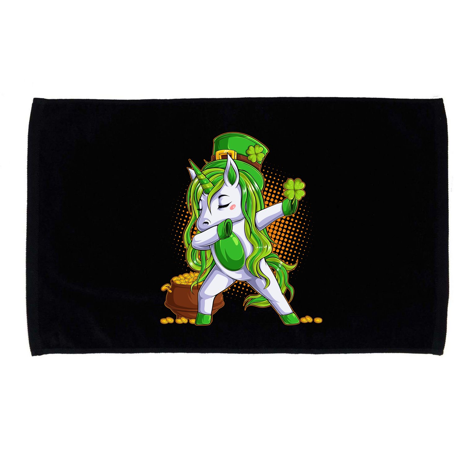 Funny St Patricks Dabbing Leprechaun Unicorn Microfiber Hand Towel