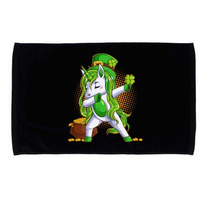 Funny St Patricks Dabbing Leprechaun Unicorn Microfiber Hand Towel