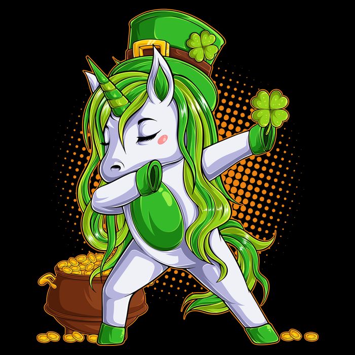 Funny St Patricks Dabbing Leprechaun Unicorn Cropped Pullover Crew