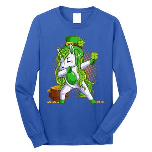 Funny St Patricks Dabbing Leprechaun Unicorn Long Sleeve Shirt