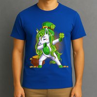 Funny St Patricks Dabbing Leprechaun Unicorn T-Shirt