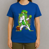 Funny St Patricks Dabbing Leprechaun Unicorn T-Shirt