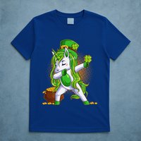 Funny St Patricks Dabbing Leprechaun Unicorn T-Shirt