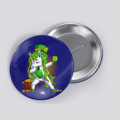 Funny St Patricks Dabbing Leprechaun Unicorn Button