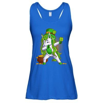 Funny St Patricks Dabbing Leprechaun Unicorn Ladies Essential Flowy Tank