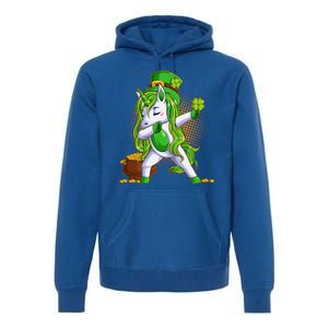 Funny St Patricks Dabbing Leprechaun Unicorn Premium Hoodie