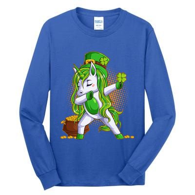Funny St Patricks Dabbing Leprechaun Unicorn Tall Long Sleeve T-Shirt