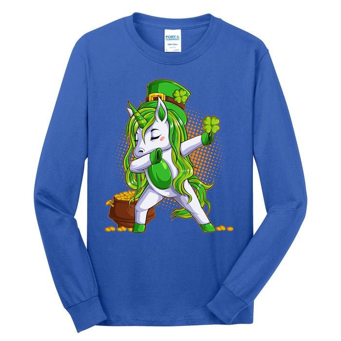 Funny St Patricks Dabbing Leprechaun Unicorn Tall Long Sleeve T-Shirt