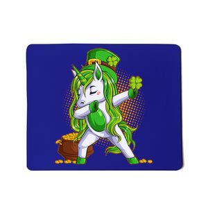 Funny St Patricks Dabbing Leprechaun Unicorn Mousepad