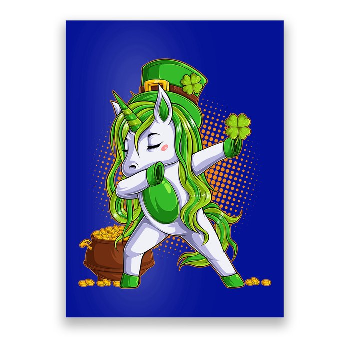 Funny St Patricks Dabbing Leprechaun Unicorn Poster