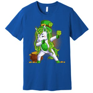 Funny St Patricks Dabbing Leprechaun Unicorn Premium T-Shirt