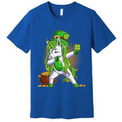Funny St Patricks Dabbing Leprechaun Unicorn Premium T-Shirt