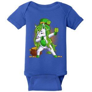 Funny St Patricks Dabbing Leprechaun Unicorn Baby Bodysuit