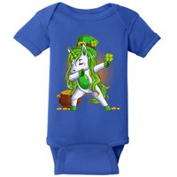 Funny St Patricks Dabbing Leprechaun Unicorn Baby Bodysuit