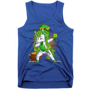 Funny St Patricks Dabbing Leprechaun Unicorn Tank Top