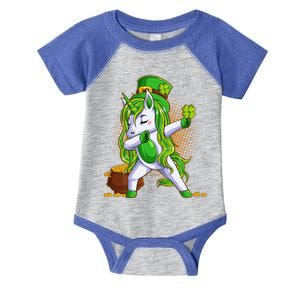 Funny St Patricks Dabbing Leprechaun Unicorn Infant Baby Jersey Bodysuit