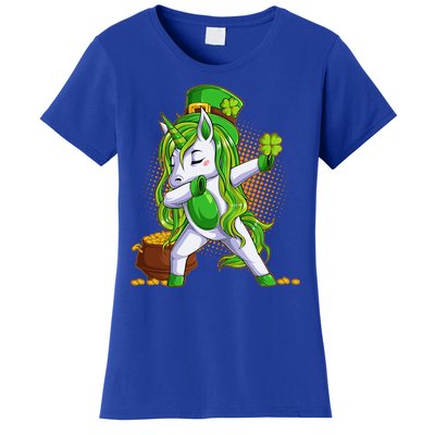 Funny St Patricks Dabbing Leprechaun Unicorn Women's T-Shirt