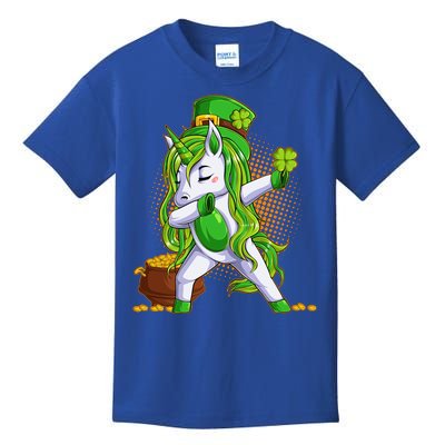 Funny St Patricks Dabbing Leprechaun Unicorn Kids T-Shirt