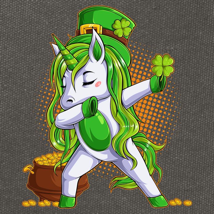 Funny St Patricks Dabbing Leprechaun Unicorn Cotton Canvas Backpack